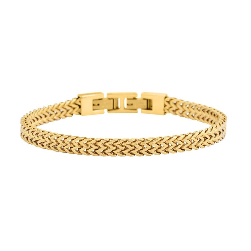 Geoffrey Beene Menâ€™s Stainless Steel Double Franco Chain Gold Bracelet with Extension (Gold, 8.5") - Image 1